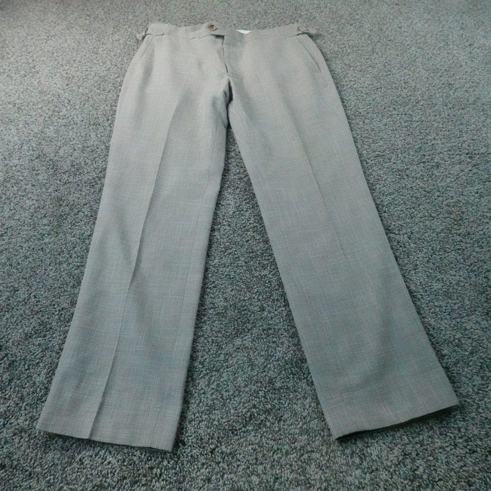 Proper Cloth Pants Mens 32X28 Gray Wool Chino Dress Trouser Flat Front Straight